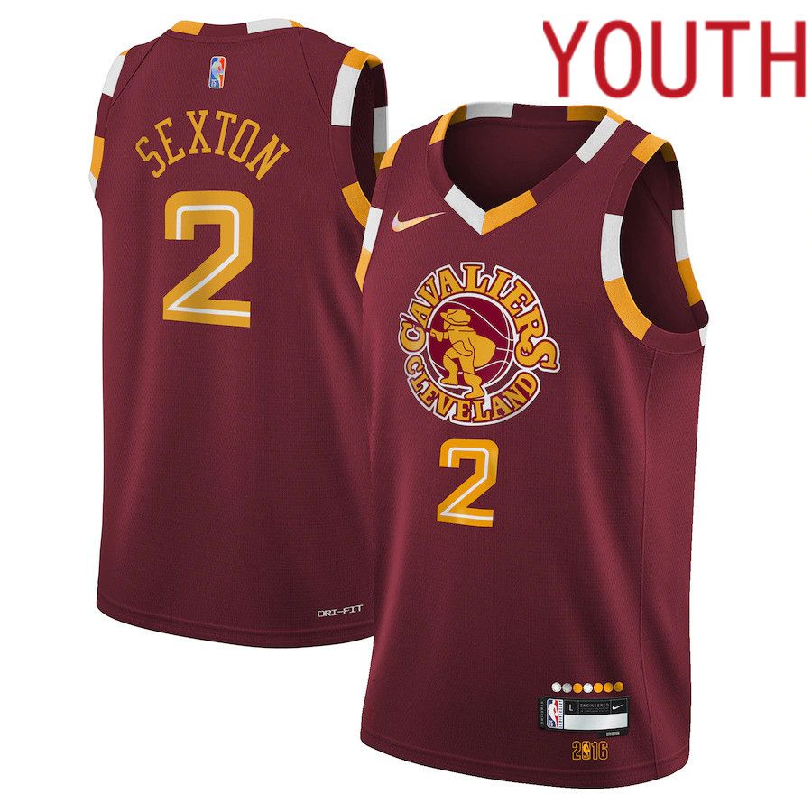 Youth Cleveland Cavaliers #2 Collin Sexton Nike Wine City Edition Swingman NBA Jersey->youth nba jersey->Youth Jersey
